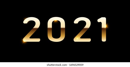2021 Números dorados con un gradiente metálico sobre un fondo oscuro.