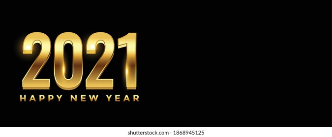 2021 golden 3d text happy new year banner design