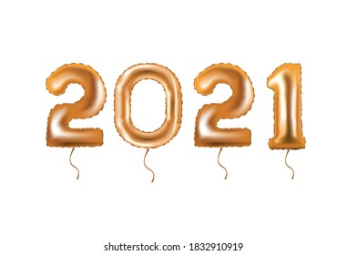 2021 goldener Folienballon. Vektorgrafik