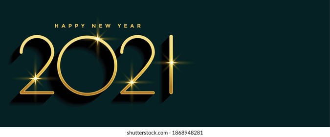 2021 golden happy new year banner with text space