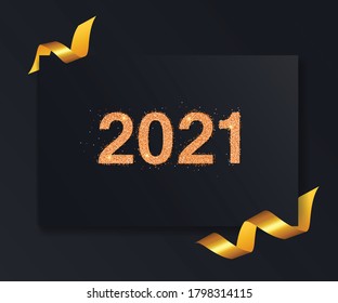 2021 golden numbers with abstract background Vector