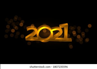 2021 Golden  numbers. New year festive luxury background with glowing bookeh effect.