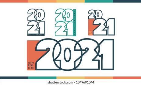 Logo de gráficos 2021 con tema de color para trabajos de año nuevo.