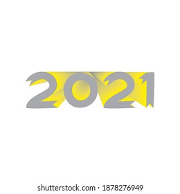 2021 gray yellow year symbol on transparent background