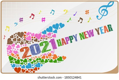 2021 Guitar logo vector design template.