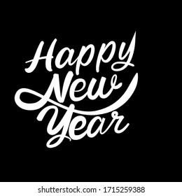 2021 hand written lettering with golden Christmas stars on a black background. Happy New Year card design. Vector illustration EPS 10 file.
