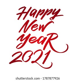 2021 hand written lettering. Happy New Year and Merry Christmass card design. Holiday vector illustration