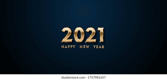2021 happy New year background in gold on a dark background. Vector banner.