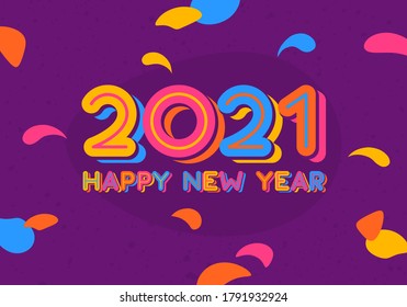 2021 Happy New Year background. Vector illustration with colorful letters and numbers.