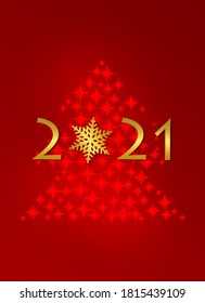 2021 Happy New Year Background for your Seasonal Flyers and Greetings Card or Christmas themed invitations. Vector greeting illustration with golden numbers and snowflake