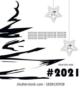 2021 happy new year background black and white vector
