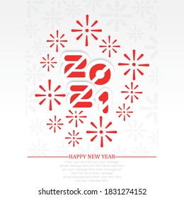 2021 Happy  new year background with fireworks red