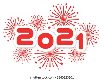 2021 Happy  new year background with fireworks