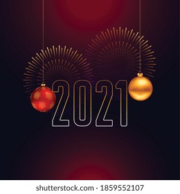 2021 happy new year background with christmas ball