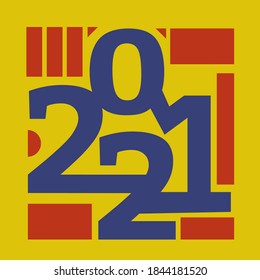 2021 Happy New Year banner. Vector illustration with colorful numbers with trendy gradient. Merry Christmas and Happy New Year holiday symbol template on gray background