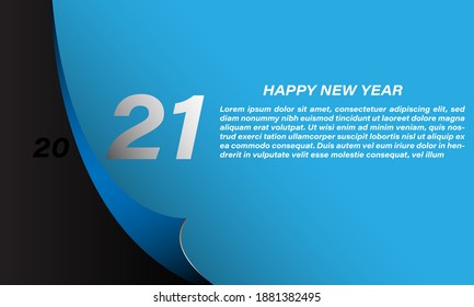 2021 Happy New Year Black and orange Promotion Poster or banner with open gift wrapping paper. Change or open the concept of new year 2021 With Elegant Colors