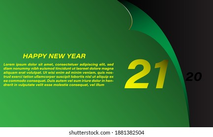 2021 Happy New Year Black and orange Promotion Poster or banner with open gift wrapping paper. Change or open the concept of new year 2021 With Elegant Colors
