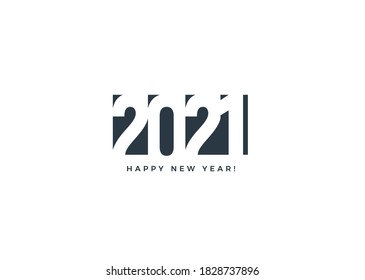 2021 Happy New Year card for seasonal holidays flyer, greetings and invitations cards, christmas congratulation banner. Paper style logo, design element for 2021 year calendar. Vector illustration