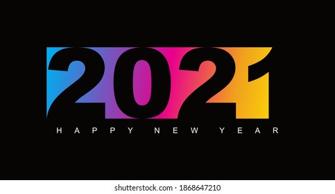 2021 Happy New Year celebrate banner with 2021 numbers creative design  happy new year 2021 typography design  handwritten new year holiday greetings. Vector illustration