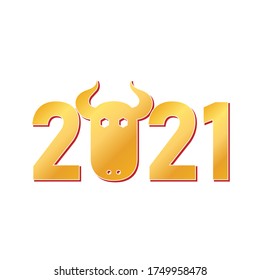 2021 happy new year Chinese. number colored gold luxury. bull vector stock illustration isolated on white background eps10 design sign logo