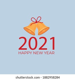 2021 Happy New Year with christmas bell banner