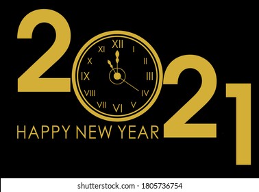 2021 Happy New Year Clock Design Stock Vector (Royalty Free) 1805736754 ...