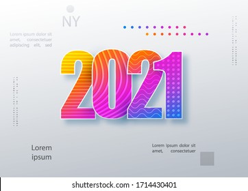 2021 Frohes neues Jahr Logo-Design. Cover of Business Tagebuch für 2021 mit Wünschen. Broschüre Design-Vorlage, Karte, Banner. Farbige Vektorillustration. 