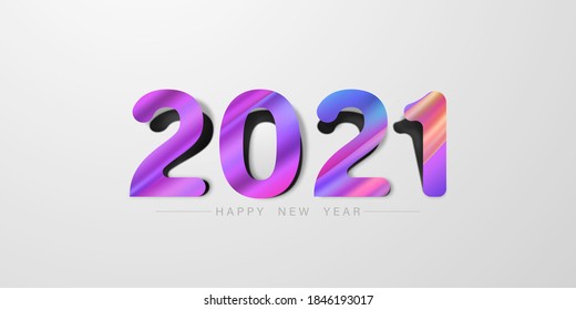 2021 Happy New Year Colorful background and christmas themed congratulations and cards.