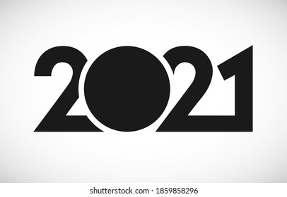 2021 Un concepto de Feliz Año Nuevo. Logotipo clásico. Resumen de plantilla de diseño gráfico aislado. Dígitos en estilo monocromo. Idea de máscara vectorial con colores blanco y negro. Decoración creativa.