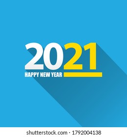 2021 Gutes neues Jahr kreativer Design Hintergrund oder Grußkarte mit Text. vectorr 2021 neue Jahreszahlen einzeln auf blauem Hintergrund