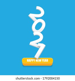 2021 Happy new year creative design background or greeting card with text. vectorr 2021 new year numbers isolated on blue on blue background