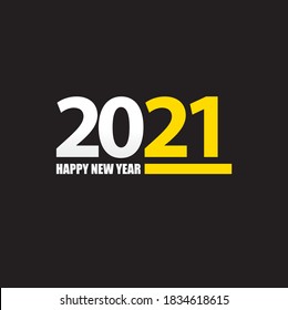 2021 Feliz año nuevo diseño creativo fondo o tarjeta de saludo con texto. vectores 2021 números de año nuevo aislados en fondo negro