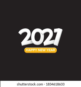 2021 Happy new year creative design background or greeting card with text. vector 2021 new year numbers isolated on black background