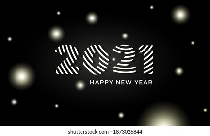 2021 Happy New Year Creative text. Typography for 2021 designs and new year celebration invite. Vector illustration.