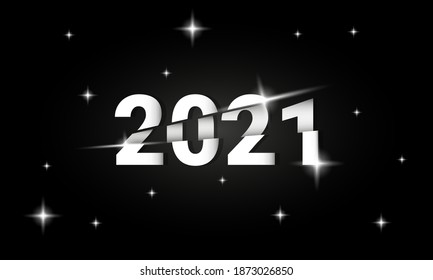 2021 Happy New Year Creative text. Typography for 2021 designs and new year celebration invite. Vector illustration.