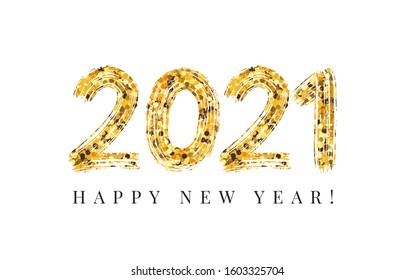 2021 Happy New Year. Design template. Celebration typography poster, banner or greeting card. Vector Illustration