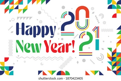2021 Happy new year. Design template Celebration typography poster, banner or greeting card for Merry Christmas and happy new year. Vector Illustration
