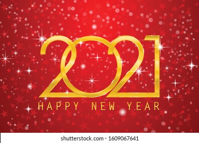 2021 Happy New Year elegant design - vector illustration of golden 2021 logo numbers on red background - perfect typography for 2021 save the date luxury designs and new year celebration.