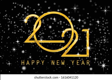 2021 Happy New Year elegant design - vector illustration of golden 2021 logo numbers on balck background - perfect typography for 2021 save the date luxury designs and new year celebration.