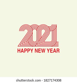 2021 Happy New Year elegant design - red vector illustration, Logo number 2021 with white background, you can also change the color as you wish