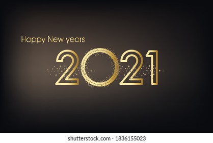 2021 Happy New Year elegant design - vector illustration of golden 2021 logo numbers on darkbackground - perfect typography .Classy 2021 Happy New Year background. Golden design for Christmas and New 