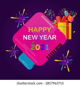 2021 Happy New Year and festival background. New Year is the time or day at which a new calendar year begins and the calendar's year count increments by one.