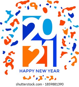 2021 HAPPY NEW YEAR FLAT DESIGN TEMPLATE VECTOR ILLUSTRATION WITH TRENDY BACKGROUND FOR COVER, CARD, BANNER