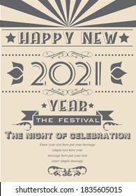 2021 HAPPY NEW YEAR FLAYER VINTAGE RETRO POSTER