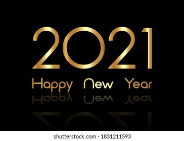 2021 Happy New Year with gold texture, modern Background, vector isolated or black background, elements for calendar and greetings card or Christmas themed luxury golden invitations