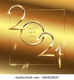 2021 happy new year with golden color