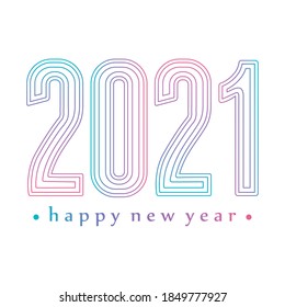 2021 happy new year, gradient and linear style numbers and letering card vector illustration