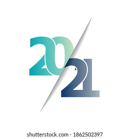 2021 Happy New Year Gradient Line Promotion Poster or banner with open gift wrap paper. Change or open to new year 2021 concept.Promotion for New Year.Vector EPS10