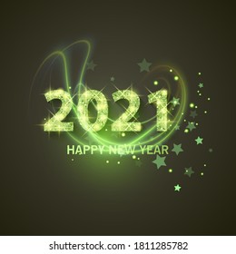 2021 Happy new year greeting banner. New Year 2021 with Shining, golden and glitter texturevector eps 10 illustration