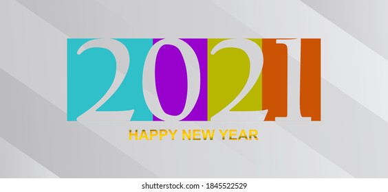2021, Happy New Year. Greeting card with the words Happy New Year 2021. for Happy New Year or Merry Christmas. Holiday backgrounds, banners, posters. Vector Illustration